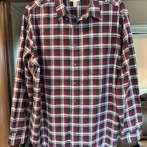 St. John's Bay Men's Burgundy and White Plaid Button-Down Shirt